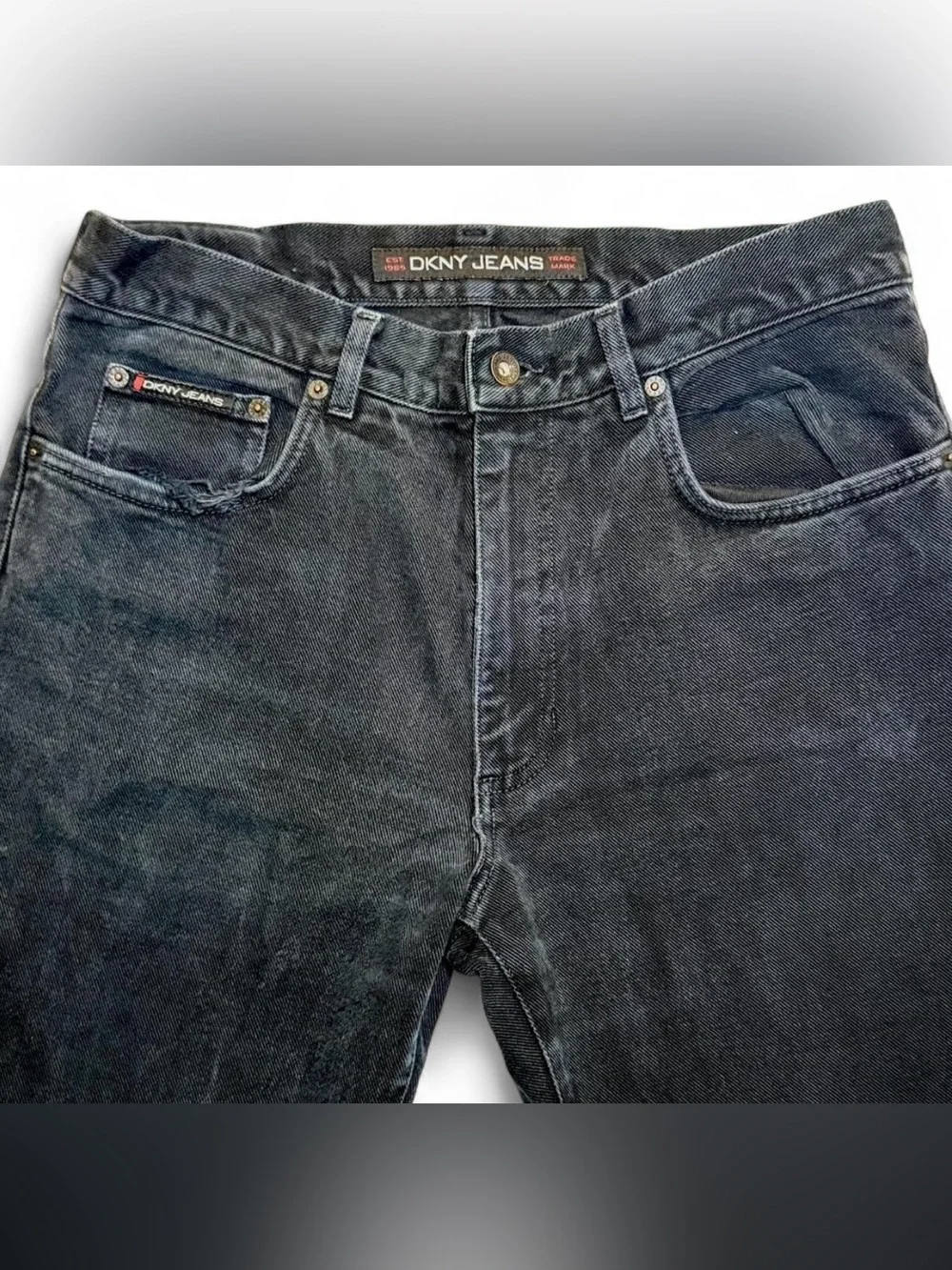 Vintage 2001 DKNY Black Wash Denim 100% Cotton Classic Retro Y2K Straight Jeans
